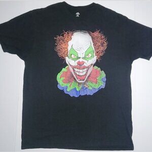 Celebrate Halloween Mens Black Scary Clown Short Sleeve Horror T-Shirt Size XL